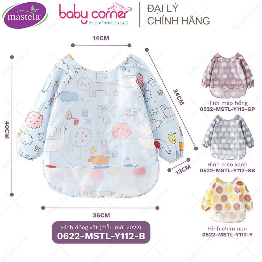 Áo Yếm Ăn Dặm Chống Thấm Dài Tay Mastela Cho Bé 6M-3Y