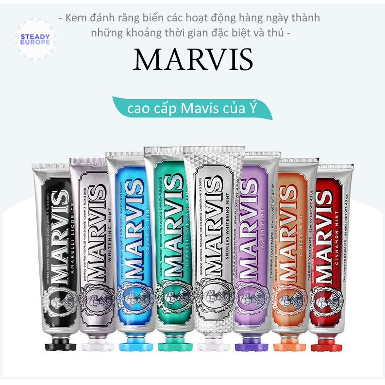 Kem Đánh Răng Marvis Steady Europe - Kem Đánh Răng Quý Tộc Hàng Pháp Tuýp 85ml