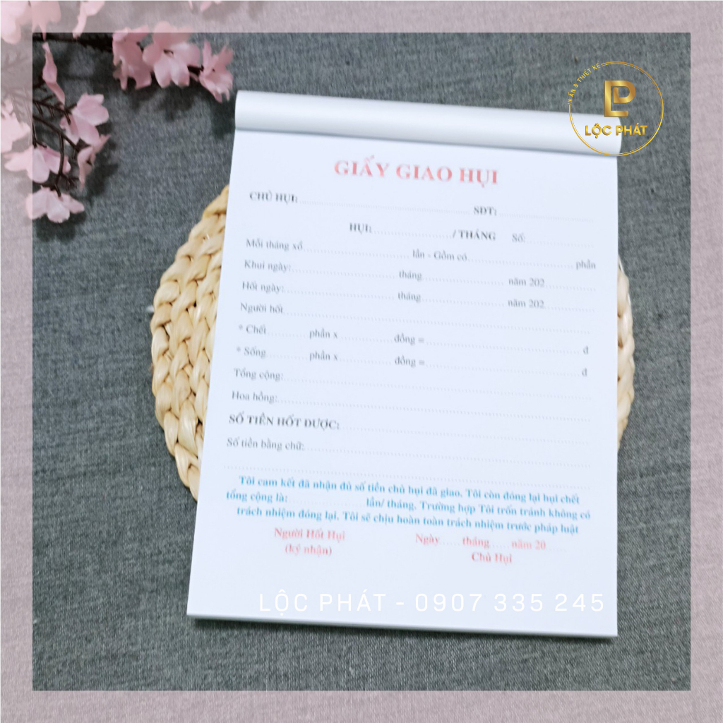 Sales Sốc: Sổ giao hụi 1 liên sang xịn ngang 16 cao 21 cm quyển 100 tờ