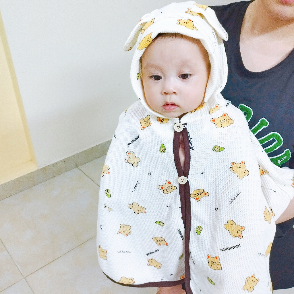 Áo choàng chống nắng cho bé trai, bé gái 0-4 tuổi cotton tổ ong D-KUN BABY