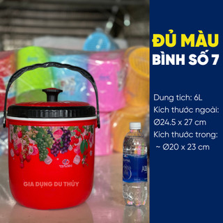 Bình đá giữ nhiệt tròn nắp sò có quai xách size trung số 7 dung tích 6L phù hợp 2-4 người dùng nhựa Tý Liên