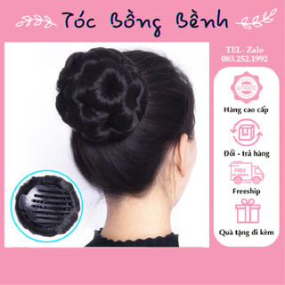Búi tóc giả thời trang Trung Niên-Búi hoa không đính đá CAO CẤP Tocbongbenh
