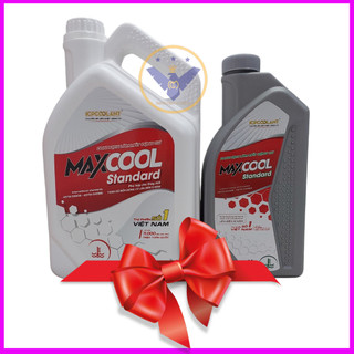 Bộ 2 can nước làm mát động cơ ô tô màu đỏ Maxcool (Can 4 Lít + 1 lít)