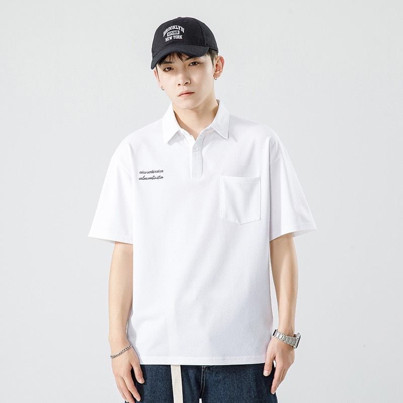 Áo nam polo vải cá sấu in chữ phong cách hàn quốc phối túi ngực ZXstore.vn - AopoloINCHU_P9K11