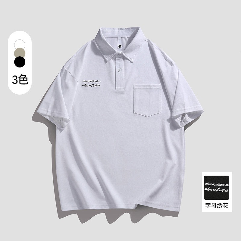 Áo nam polo vải cá sấu in chữ phong cách hàn quốc phối túi ngực ZXstore.vn - AopoloINCHU_P9K11