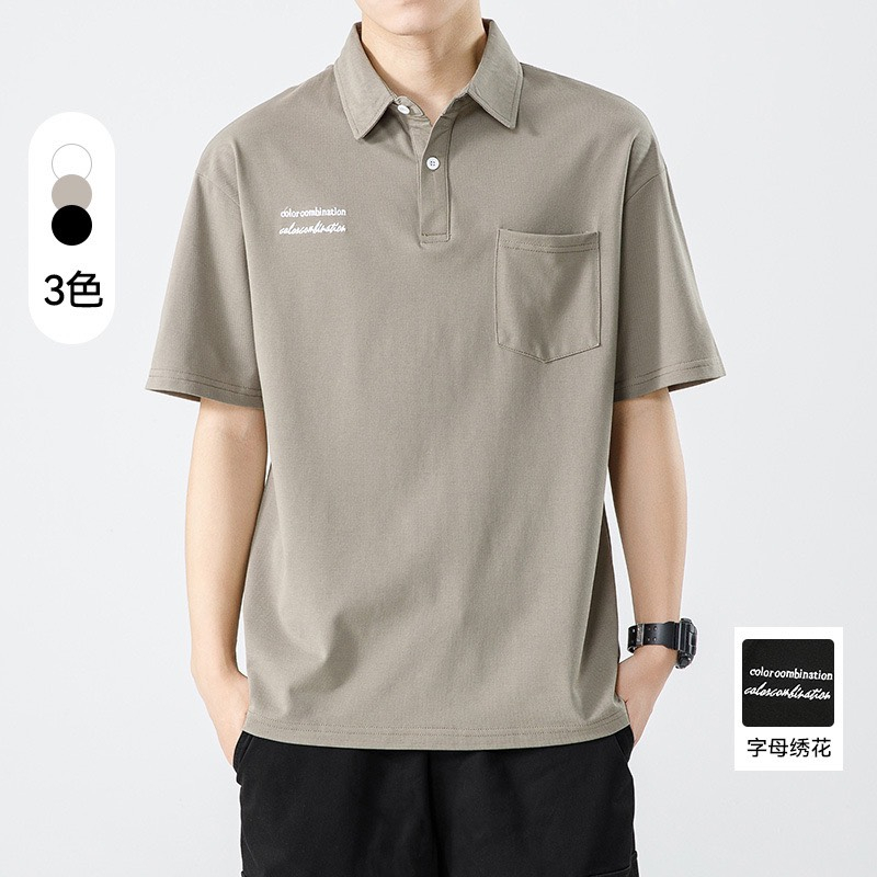 Áo nam polo vải cá sấu in chữ phong cách hàn quốc phối túi ngực ZXstore.vn - AopoloINCHU_P9K11