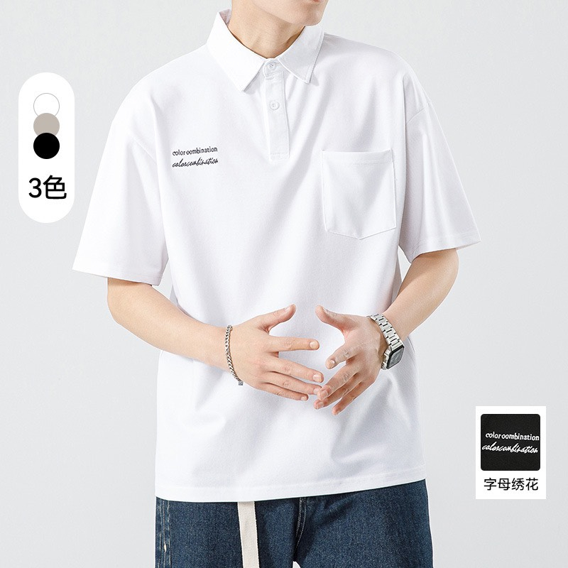 Áo nam polo vải cá sấu in chữ phong cách hàn quốc phối túi ngực ZXstore.vn - AopoloINCHU_P9K11