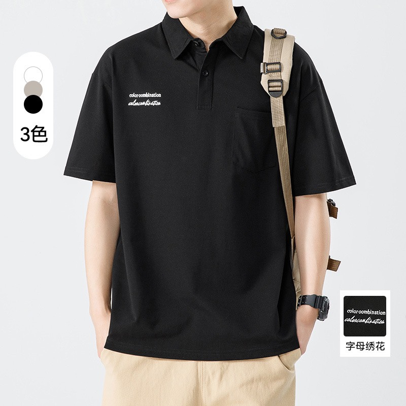 Áo nam polo vải cá sấu in chữ phong cách hàn quốc phối túi ngực ZXstore.vn - AopoloINCHU_P9K11