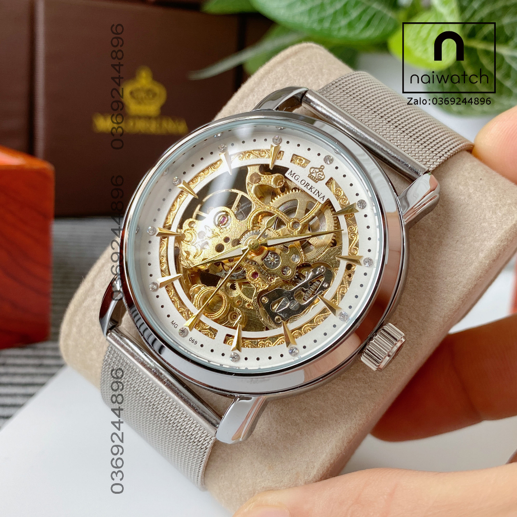 Đồng hồ nam MG.ORKINA cơ lộ full máy, thiết kế dễ dàng ngắm các chi tiết máy chuyển độc cực cuốn hút Naiwatch