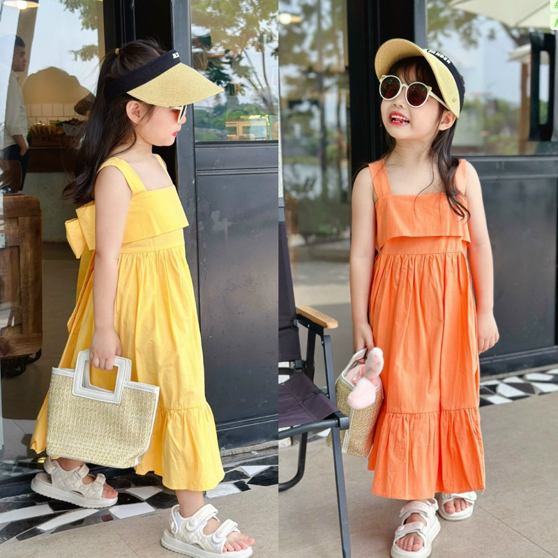 HTK- Váy maxi màu trơn Sofia Candy size 12/18m-10y