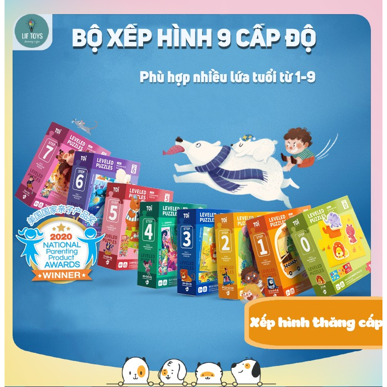 Đồ chơi xếp hình TOI 9 cấp độ cho bé từ 1 đến 8 tuổi