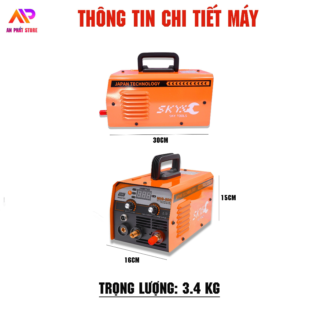 Máy hàn mini không dùng khí MIG500 chính hãng, Máy hàn MIG 2 chức năng hàn que hàn MIG không khí nhỏ gọn dễ di chuyển