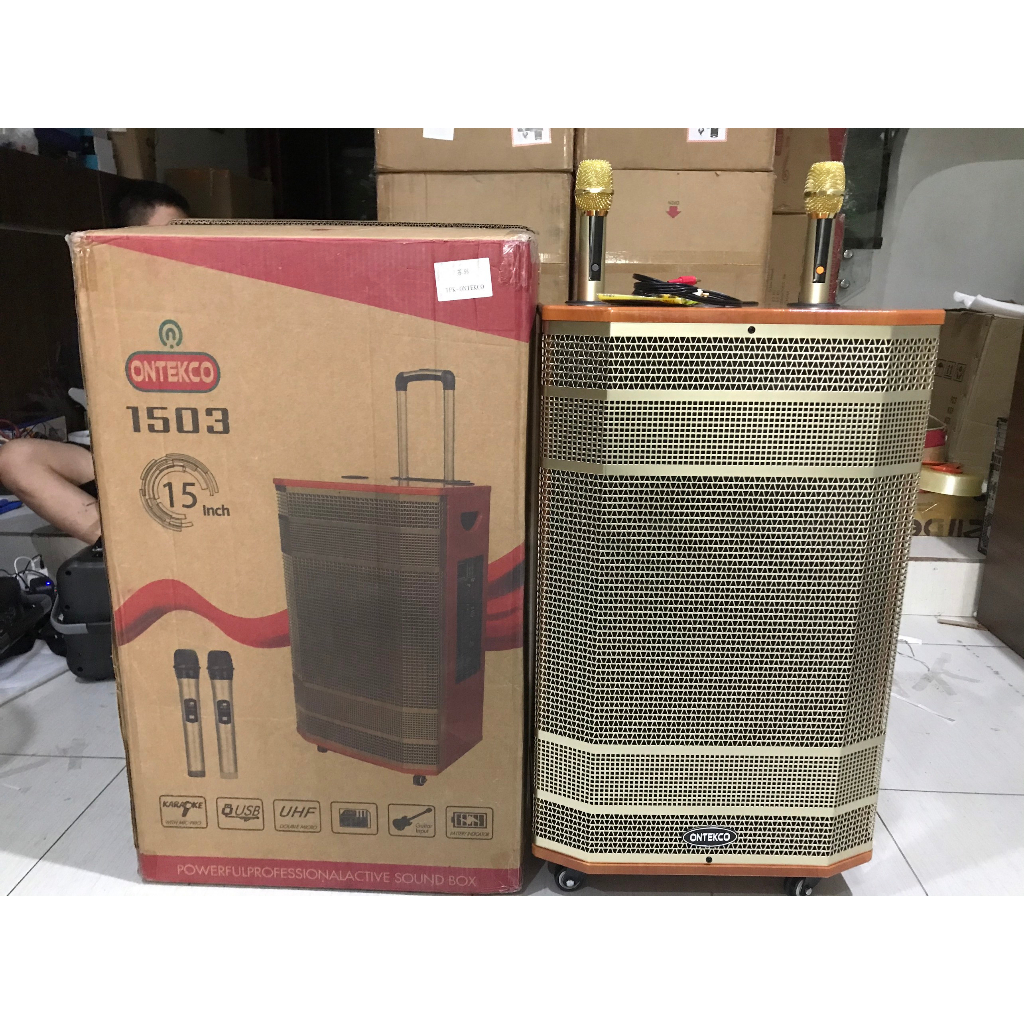 Loa kéo bluetooth di động ONTEKCO 1503 PROMAX - Bass 40CM 3 đường tiếng cao cấp hát karaoke gia đình