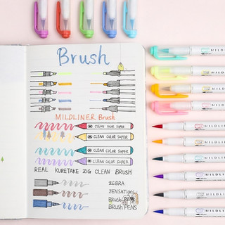 Bút dạ Zebra Mildliner Brush 2 đầu Nhật Bản