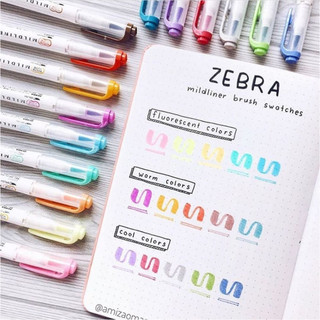 Bút dạ Zebra Mildliner Brush 2 đầu Nhật Bản