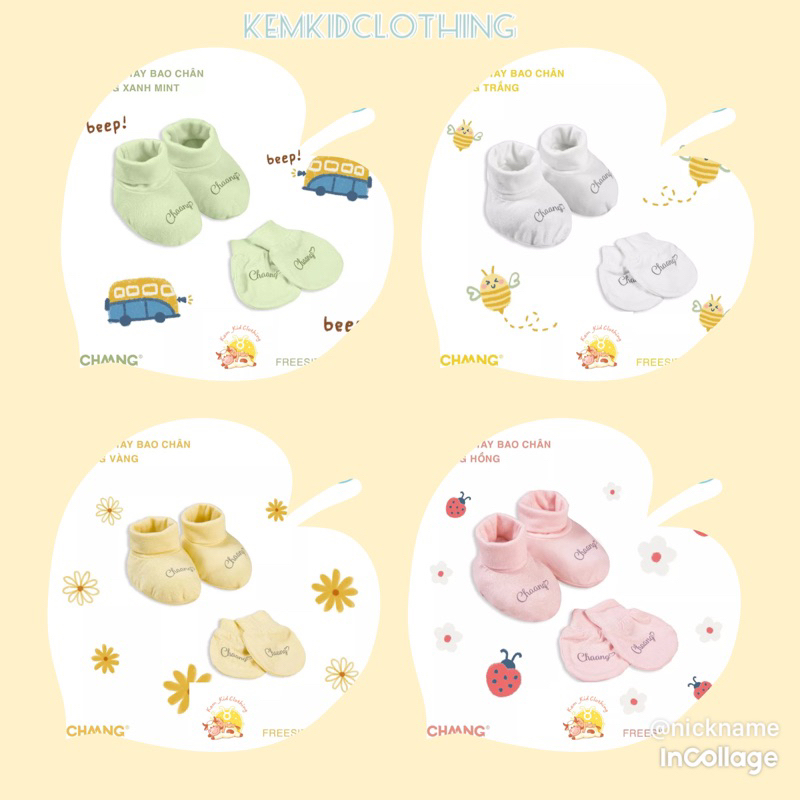 Chaang set bao tay bao chân bảo vệ em bé Spring SS2023D03