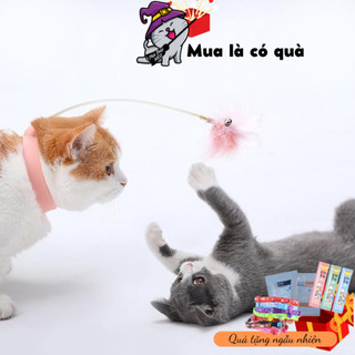 Cần câu mèo lông vũ đeo cổ tự chơi