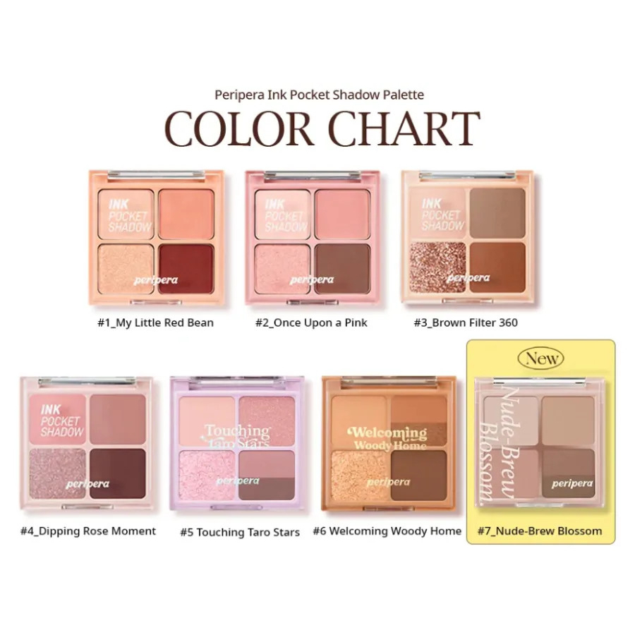 Bảng Màu Mắt 4 Ô PERIPERA Ink Pocket Shadow Palette [01 - Fancy Spring Sunshine] - [06 - Welcoming Woody Home]