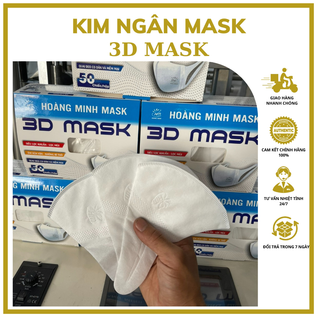 Khẩu Trang 3D Hoàng Minh Mask Cao Cấp - Set 1 thùng 2500 cái