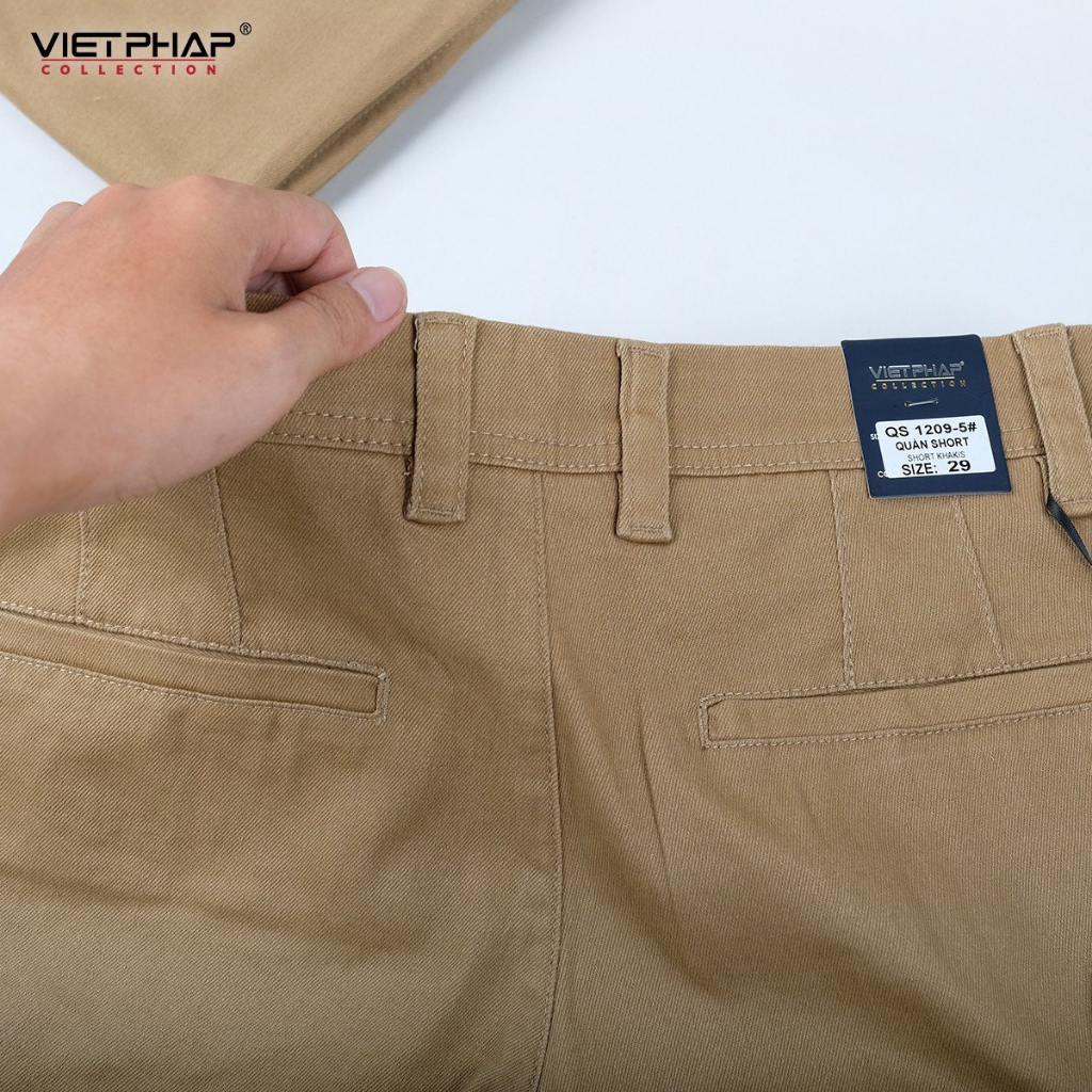 Quần Short Kaki VIỆT PHÁP/ Form Basic/ Thêu logo sườn, chất liệu cao cấp 1209