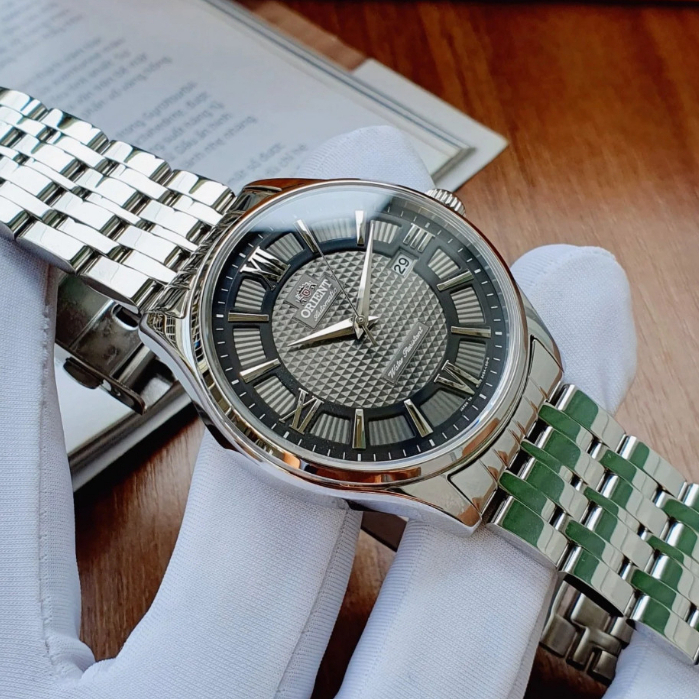 Đồng Hồ Nam Orient Mặt Xám - Dây Thép Không Sỉ Cao Cấp - Máy Pin Kim Trôi - Hiển Thị Lịch Ngày - Bảo Hành 12 Tháng