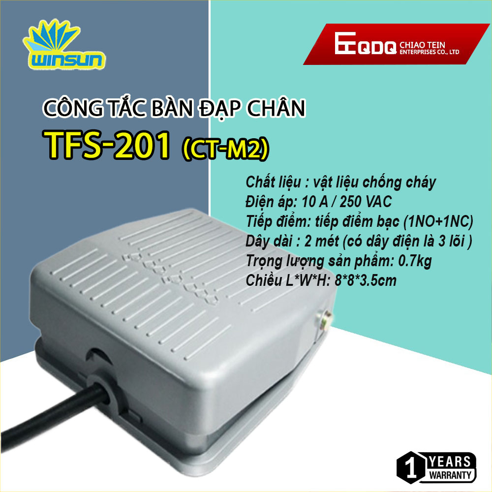 Công tắc Bàn đạp chân TFS-201 Vỏ nhựa 2M 250V-10A