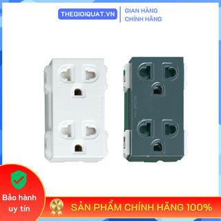 Ổ cắm đôi Panasonic WEV-1582SW 3 chấu dòng thiết bị Wide, có màn che và dây nối đất - Hàng chính hãng