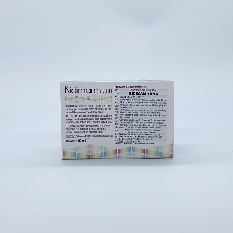 Thực phẩm bảo vệ sức khoẻ Kidimam + DHA bổ sung DHA và Vitamin cho phụ nữ mang thai và cho con bú