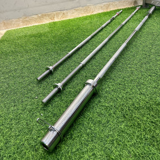 Thanh đòn tạ thẳng phi 50, chất liệu thép mạ inox 2.2m + 2 kẹp khóa - Vivasports ( hàng nhập khẩu)