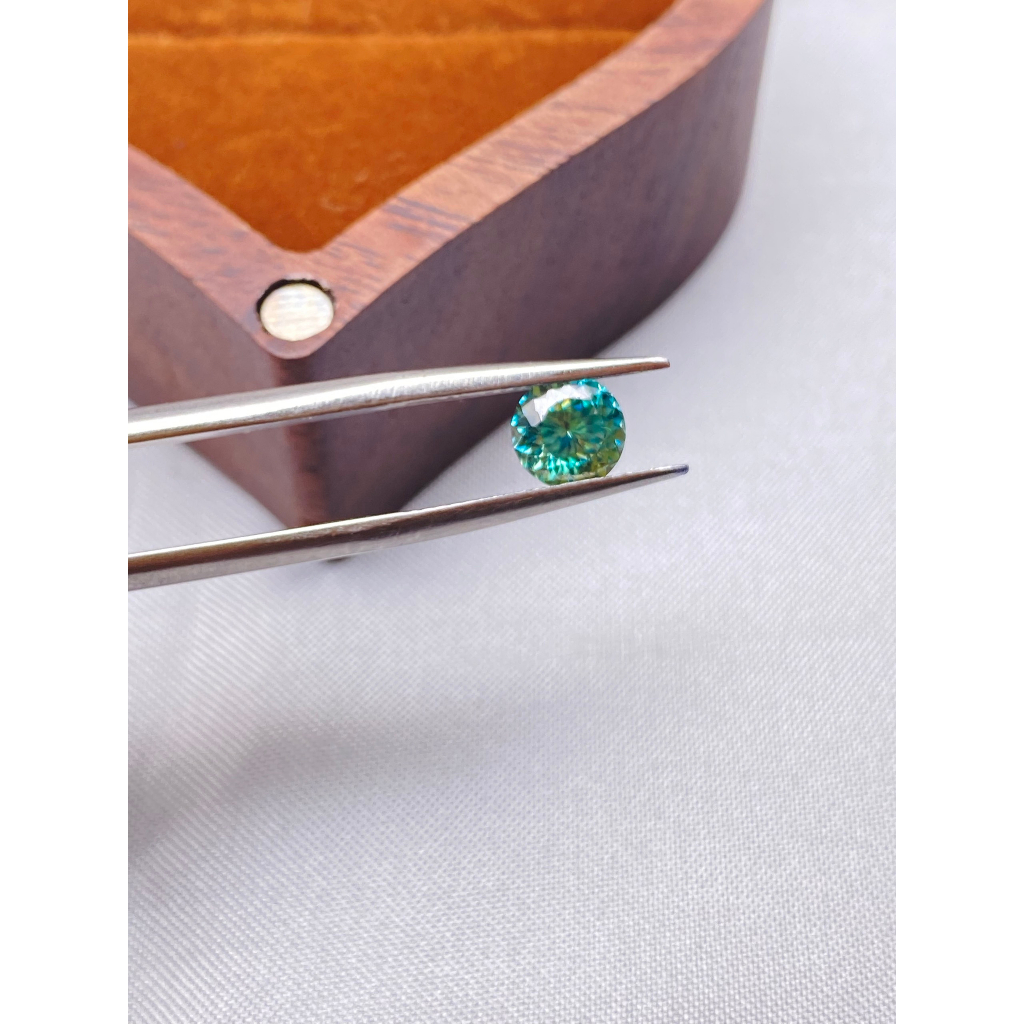 Kim cương nhân tạo Moissanite 6 ly 100 giác cắt màu blue - Phôi gốc không phai màu - Có giấy kiểm định GRA