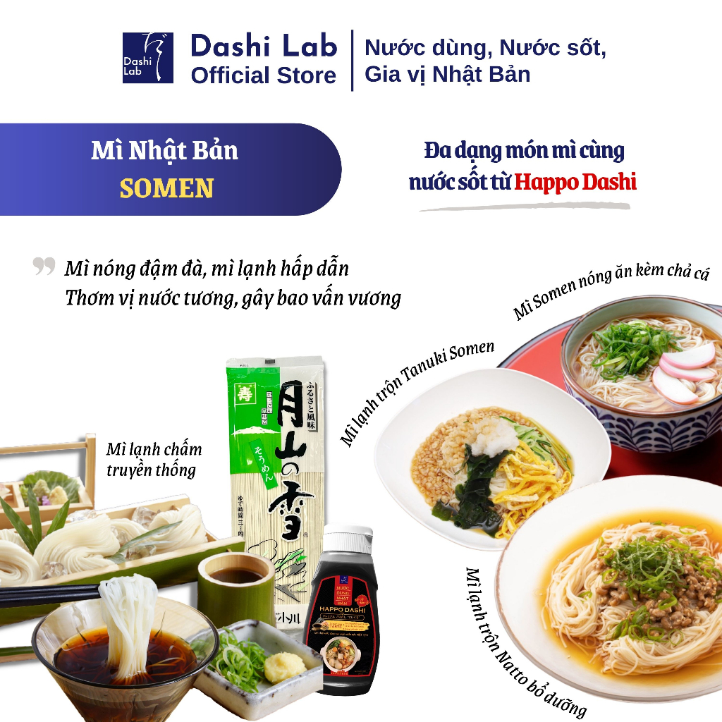 Mì Somen Nhật Bản Ogawa Seimen DASHI LAB Không Gia Vị Với Sợi Mì Mềm Mượt Thơm Ngon Gói 250g