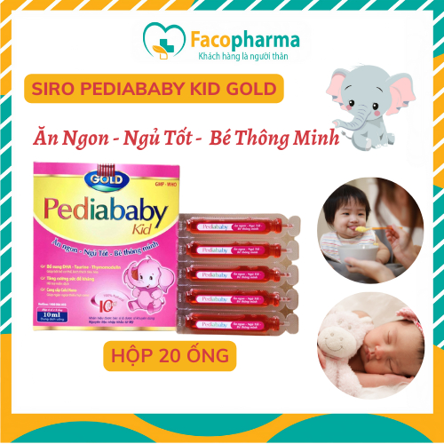 Siro Pediababy Gold hồng bổ sung vitamin DHA canxi tăng cường sức đề kháng hỗ trợ tư duy cho bé 20 ống vị ngọt  TPN8.9