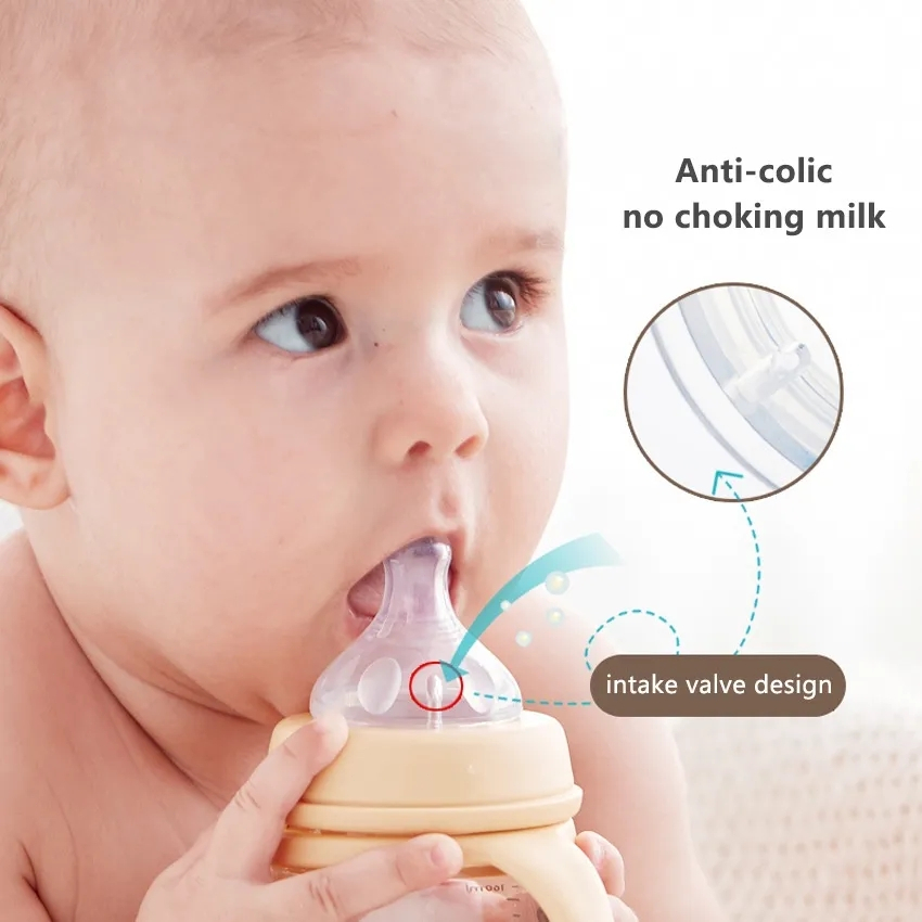 GUGU Núm ty mô phỏng tự nhiên, 7cm Núm vú cổ rộng, 6-12 tháng, dòng chảy lớn