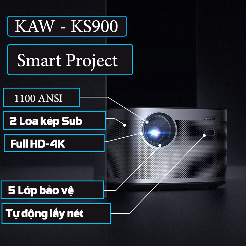 Máy Chiếu 4K Siêu Nét KAW KS900, Có tự động lấy nét, Hình ảnh FULL HD, Chính Hãng, Giá Rẻ, Chất Lượng, Bảo Hành 12 Tháng