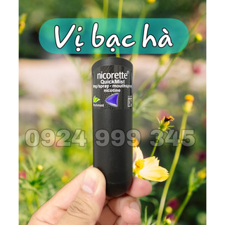 Combo Chai xịt cai thuốc lá Nicorette Spray 1mg + Kẹo Ngậm 4mg 20 viên vị bạc hà hàng mỹ (Date Mới)