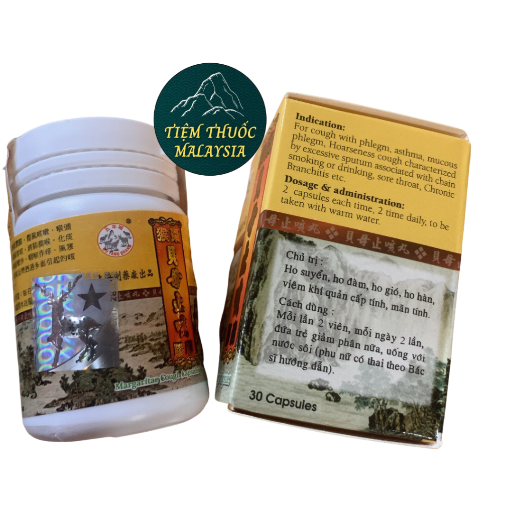 MARGARITAE COUGH CAPSULES - HO XUYÊN BỐI CHỈ KHÁI- Tem Nai - Hộp 30 viên
