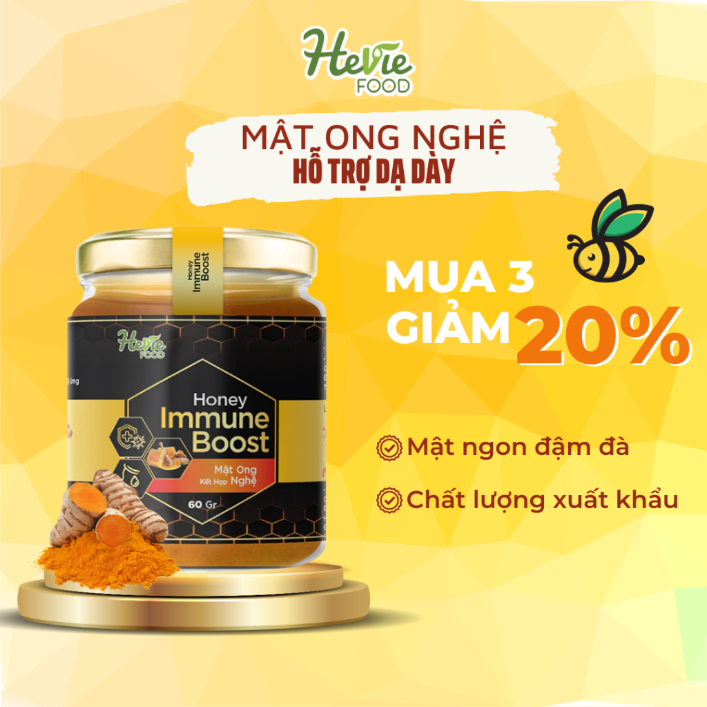 Mật ong chiết xuất Nghệ 60g Immuneboost HeVieFood