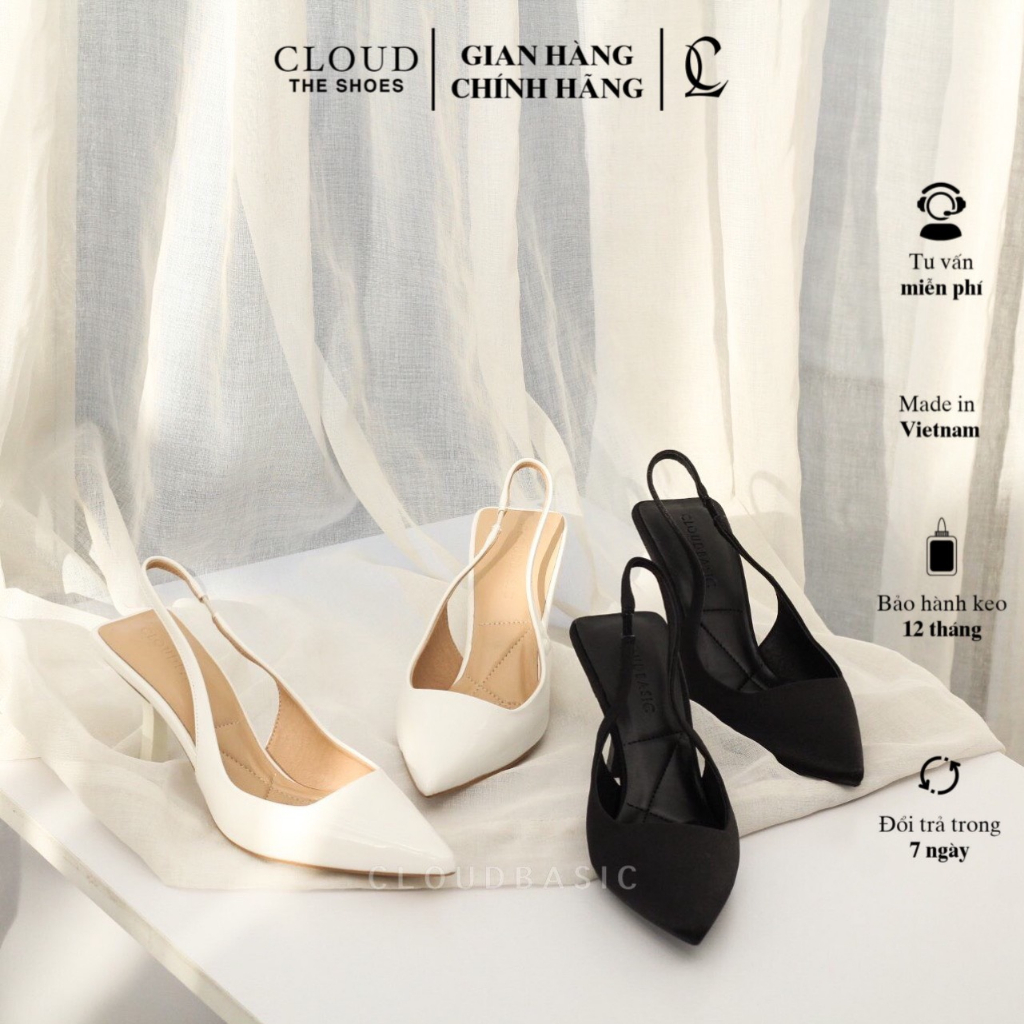 Giày cao gót CL đơn giản mũi nhọn quai hậu