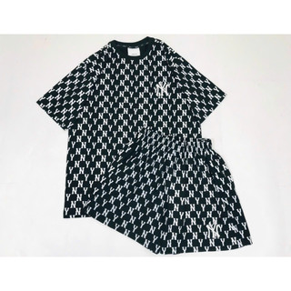 Set đồ unisex mlb monogram màu đen basic hàng xuất dư full tag code, đồ bộ thun mlb ny họa tiết logo phong cách hiện đại