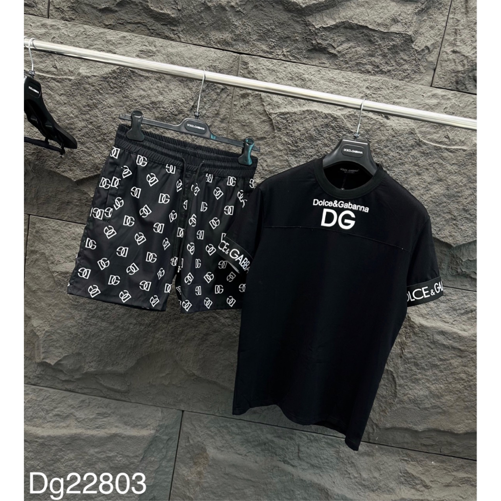 Bộ Quần Áo DG Nam In Logo Chữ Ngực Siêu Đẹp - Bộ Quần Áo DG Nam Thêu Chữ Cổ Tay Cực Nét