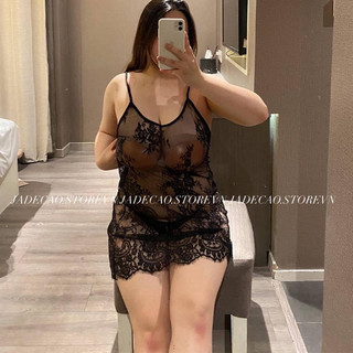 Váy ngủ ren hoa xẻ sâu xuyên thấu big size