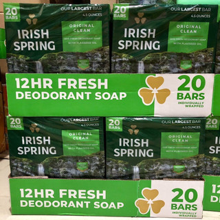 Lốc 10 cục Xà p﻿hòng Mỹ Irish Spring Deodorant Soap Original, Xà bông tắm thơm Spring Mỹ mẫu mới 113g