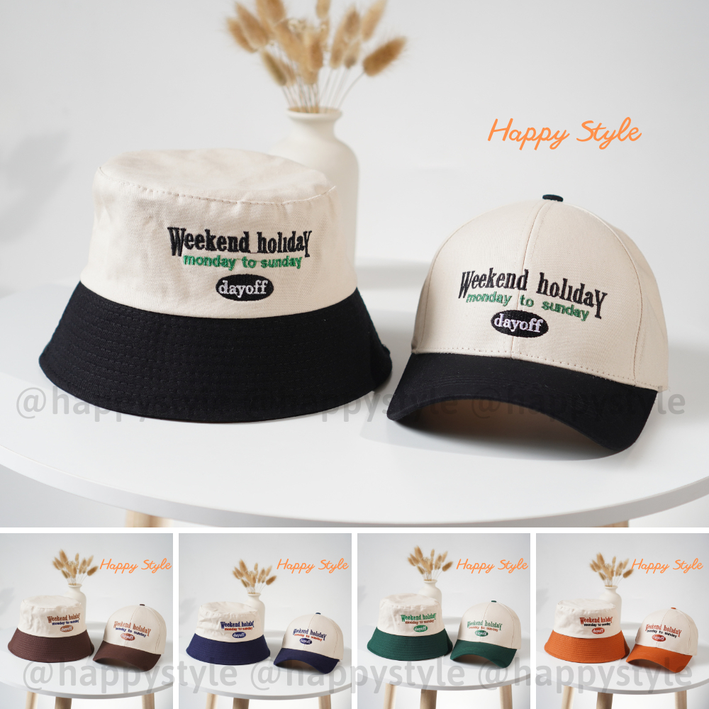 Mũ lưỡi trai và mũ bucket thêu Weekend Holiday đội đôi đội cặp couple nón kết chất vải kaki form unisex nam nữ N138