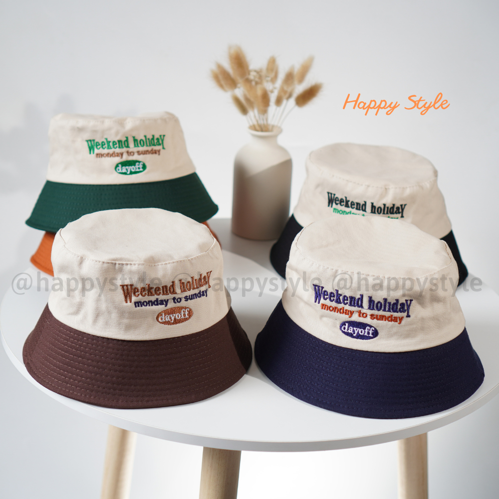 Mũ lưỡi trai và mũ bucket thêu Weekend Holiday đội đôi đội cặp couple nón kết chất vải kaki form unisex nam nữ N138