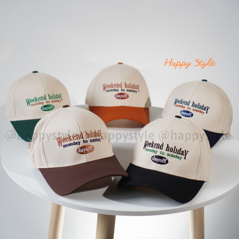 Mũ lưỡi trai và mũ bucket thêu Weekend Holiday đội đôi đội cặp couple nón kết chất vải kaki form unisex nam nữ N138