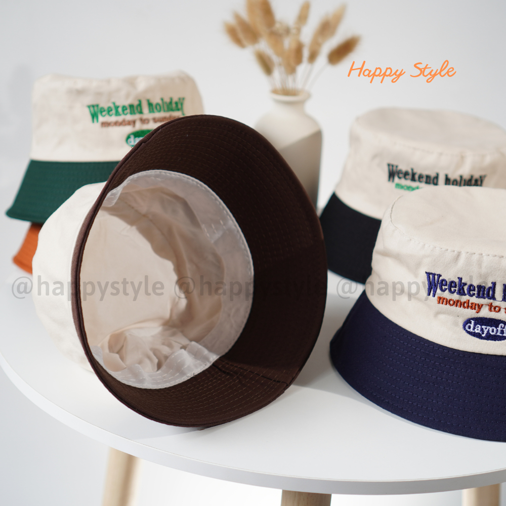 Mũ lưỡi trai và mũ bucket thêu Weekend Holiday đội đôi đội cặp couple nón kết chất vải kaki form unisex nam nữ N138