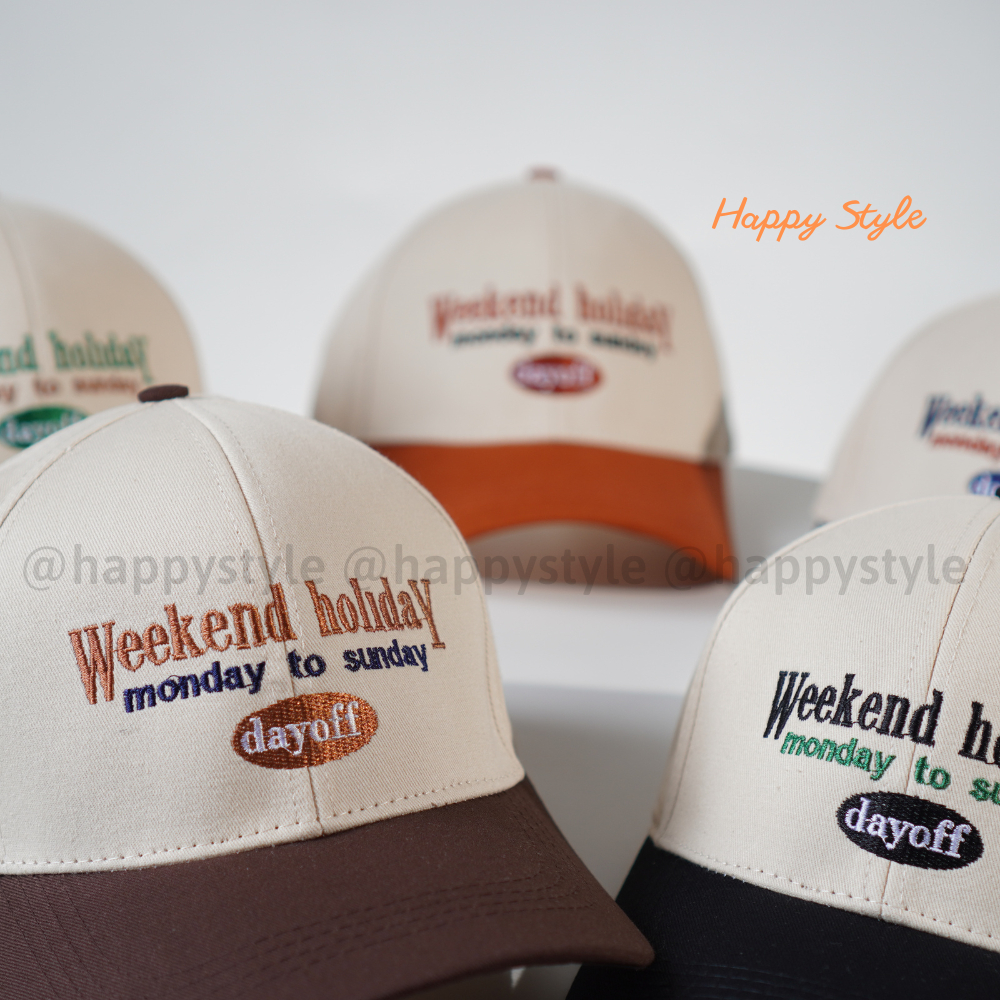 Mũ lưỡi trai và mũ bucket thêu Weekend Holiday đội đôi đội cặp couple nón kết chất vải kaki form unisex nam nữ N138