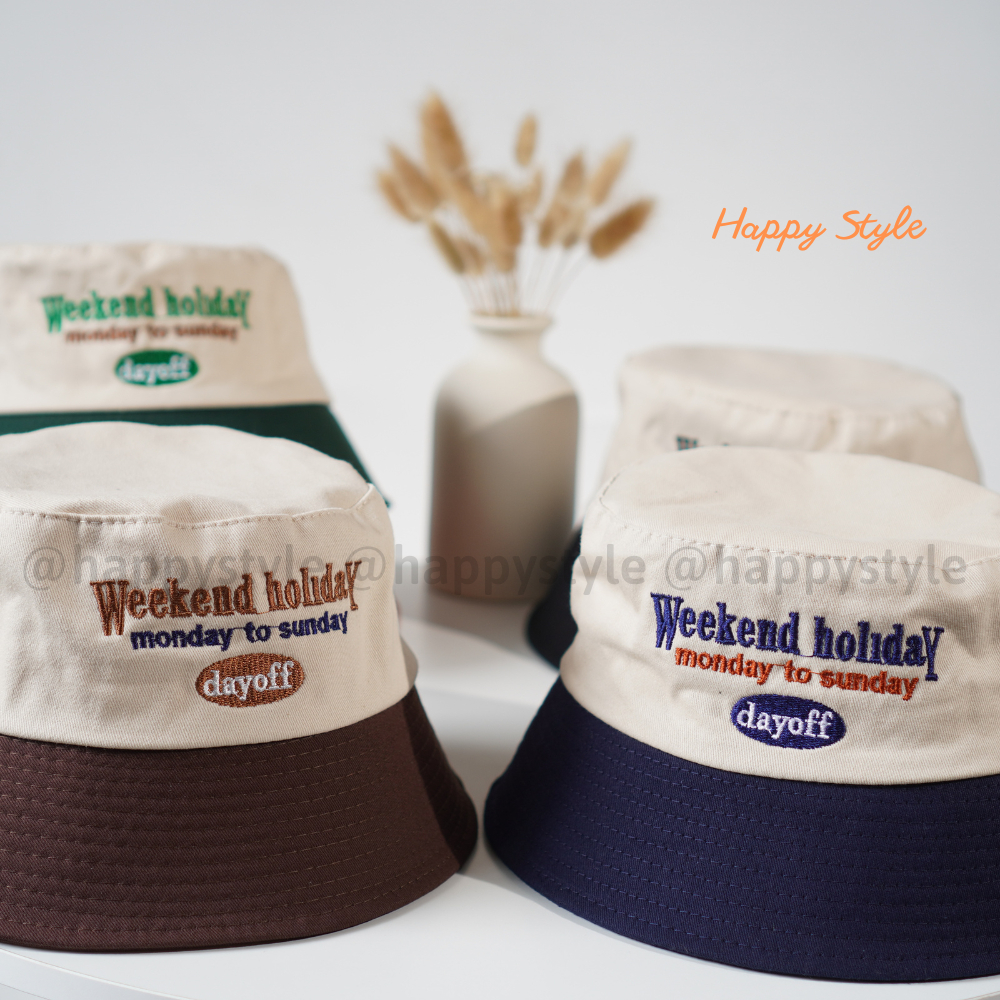 Mũ lưỡi trai và mũ bucket thêu Weekend Holiday đội đôi đội cặp couple nón kết chất vải kaki form unisex nam nữ N138
