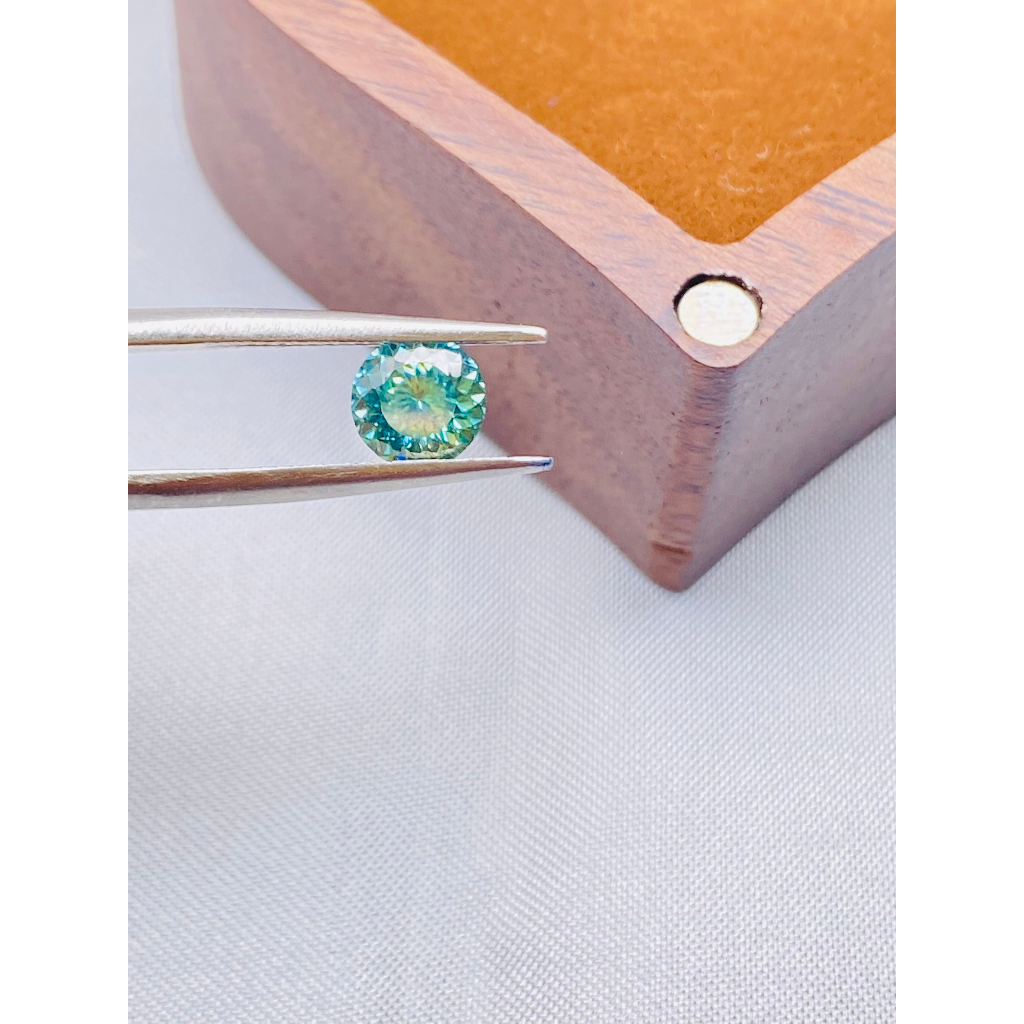 Kim cương nhân tạo Moissanite 6 ly 100 giác cắt màu blue - Phôi gốc không phai màu - Có giấy kiểm định GRA