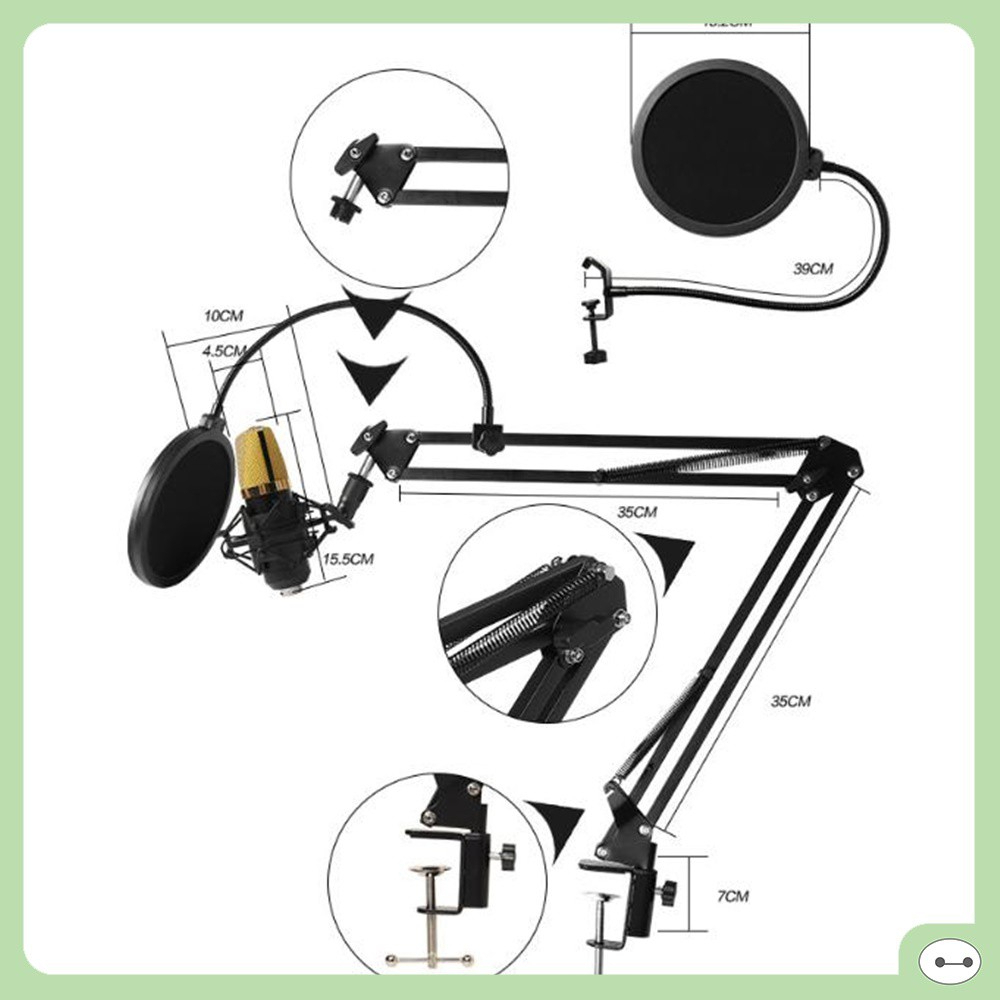 BỘ MICROPHONE THU ÂM BM800 THANH ĐỠ LỌC ÂM CỰC XỊN HÀNG CHẤT LƯỢNG CAO